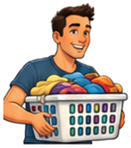 Man carrying a laundry basket