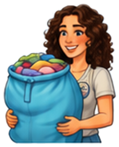 Woman carrying a full laundry bag